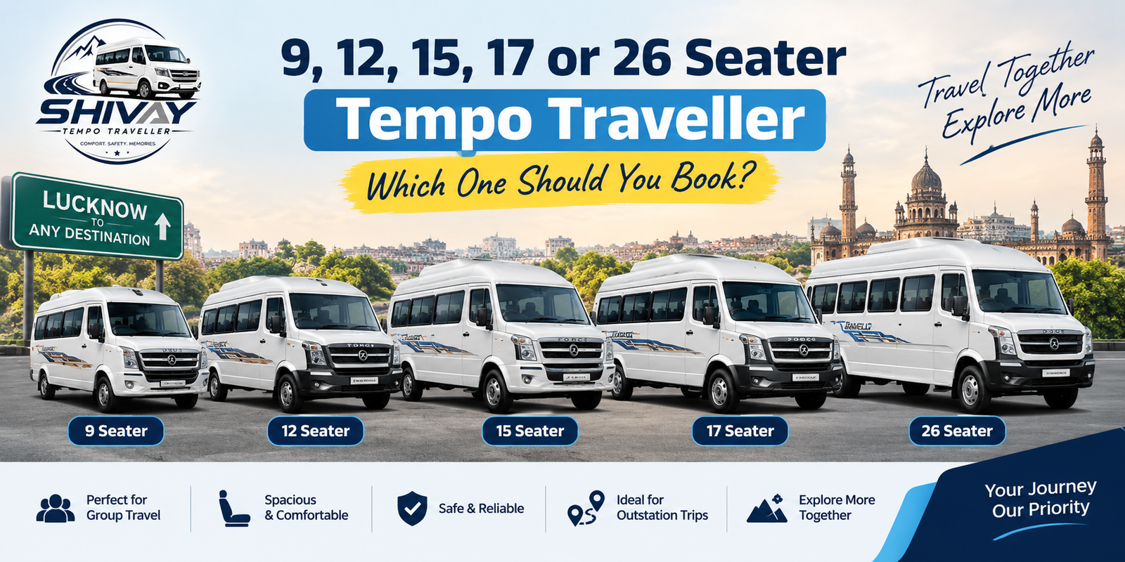 9, 12, 15, 17 or 26 Seater Tempo Traveller – Which One Should You Book?