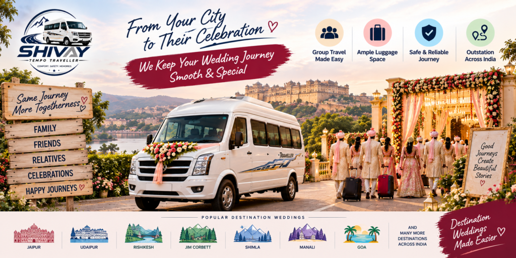 Tempo Traveller for wedding guest transportation and outstation destination wedding travel from Lucknow